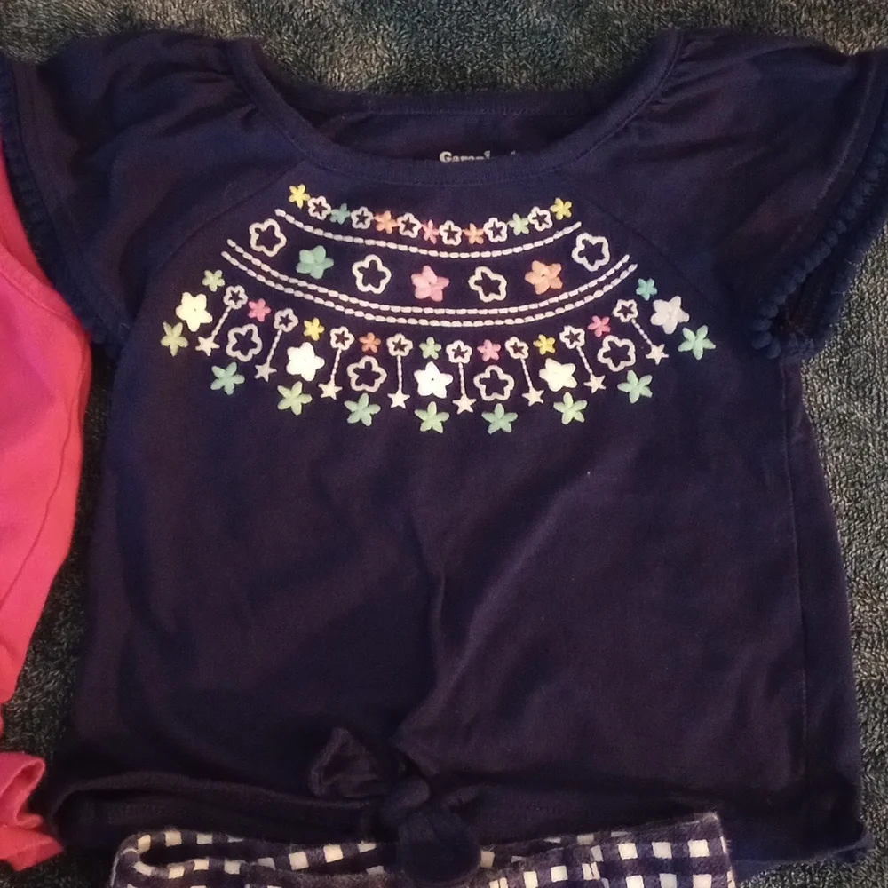 EUC 2 Outfits Girls Summer Lot Size 24M / 2T Flowers Plaid - Picture 4 of 5